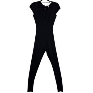 Reformed Catsuit Jumpsuit Skinny Fit Cap Sleeve‎ Back Zipper Black XS